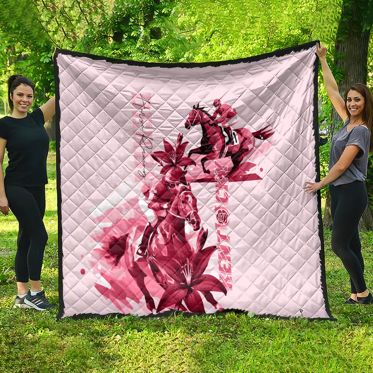Kentucky Quilt Horse Racing Lily Stargazer Pink Version - Wonder Print Shop