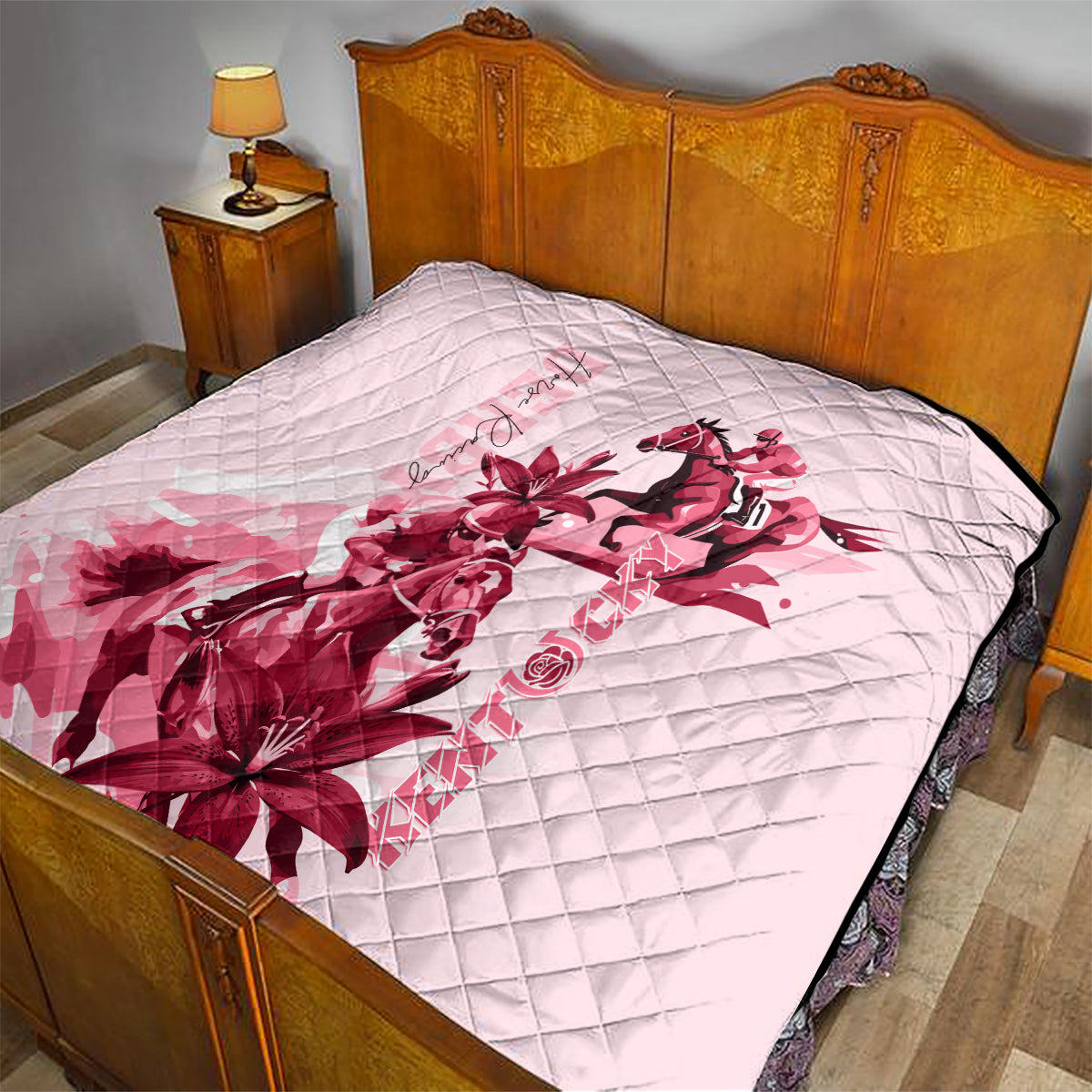 Kentucky Quilt Horse Racing Lily Stargazer Pink Version - Wonder Print Shop