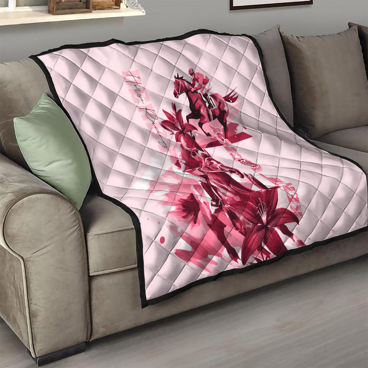 Kentucky Quilt Horse Racing Lily Stargazer Pink Version - Wonder Print Shop