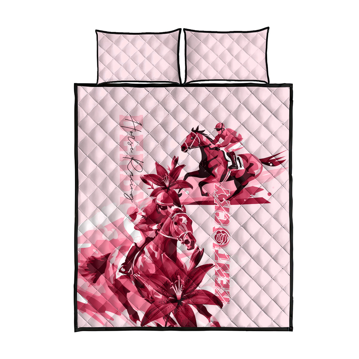 Kentucky Quilt Bed Set Horse Racing Lily Stargazer Pink Version - Wonder Print Shop