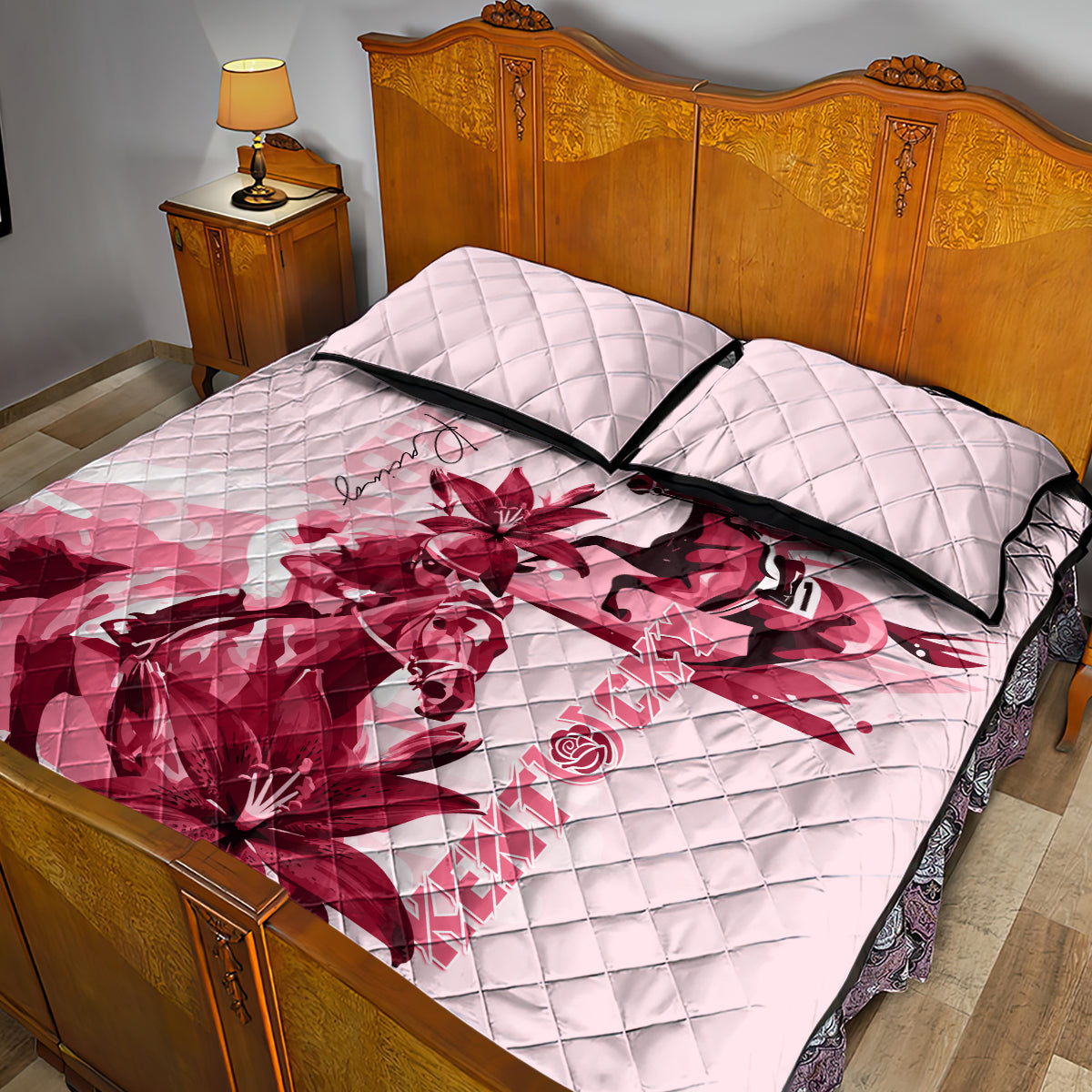 Kentucky Quilt Bed Set Horse Racing Lily Stargazer Pink Version - Wonder Print Shop