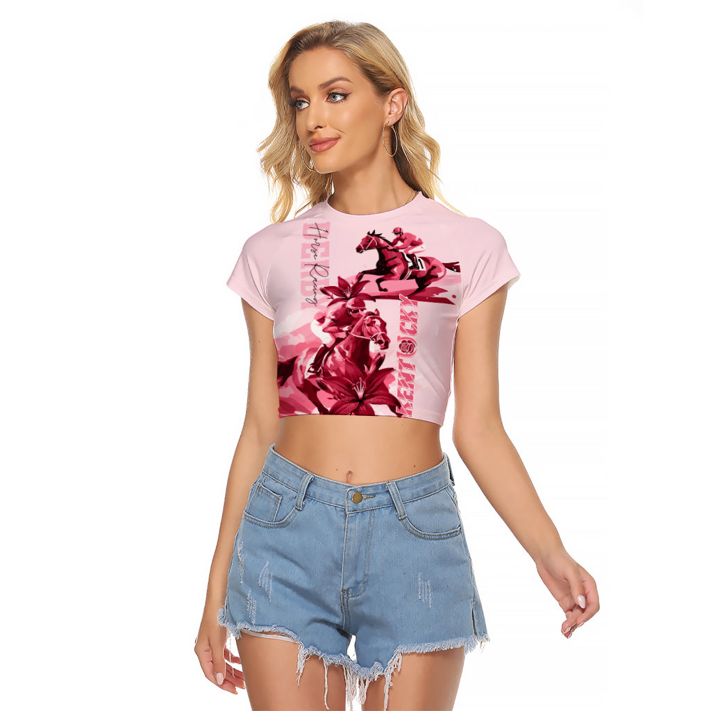 Kentucky Raglan Cropped T Shirt Horse Racing Lily Stargazer Pink Version - Wonder Print Shop