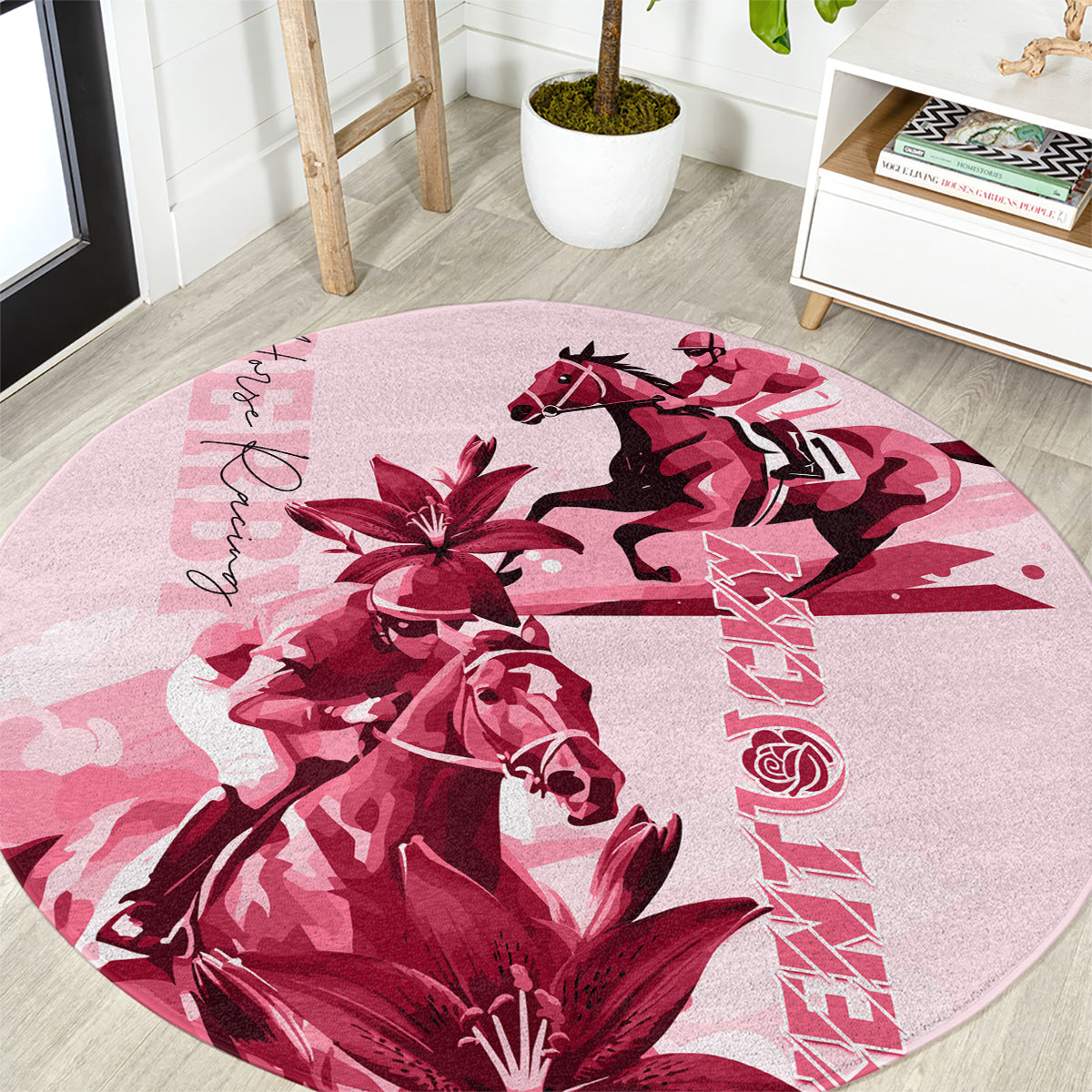 Kentucky Derby Round Carpet Horse Racing Lily Stargazer Pink Version