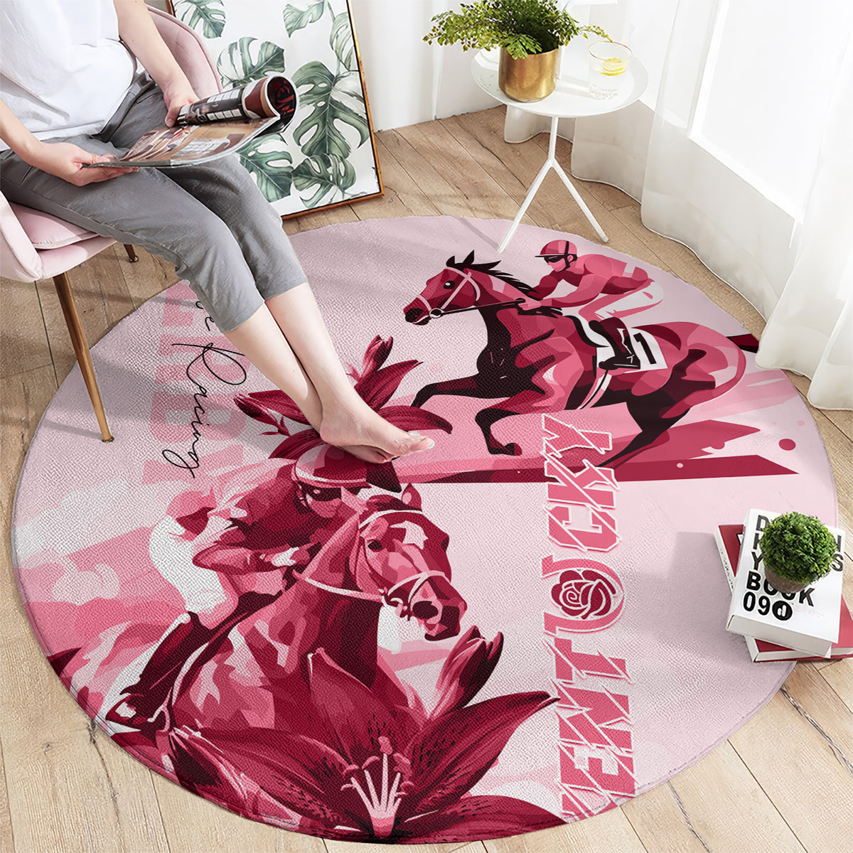 Kentucky Derby Round Carpet Horse Racing Lily Stargazer Pink Version