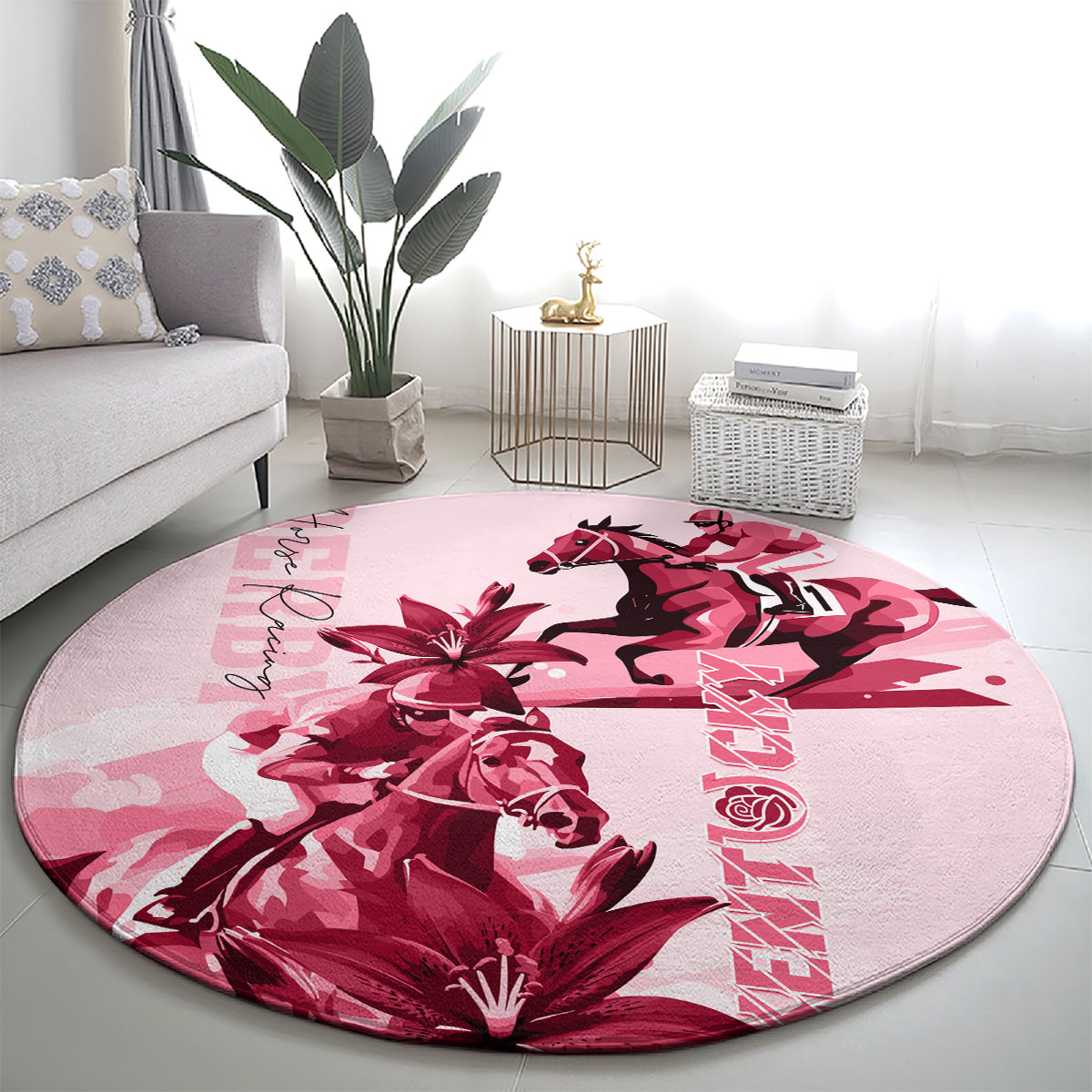 Kentucky Derby Round Carpet Horse Racing Lily Stargazer Pink Version
