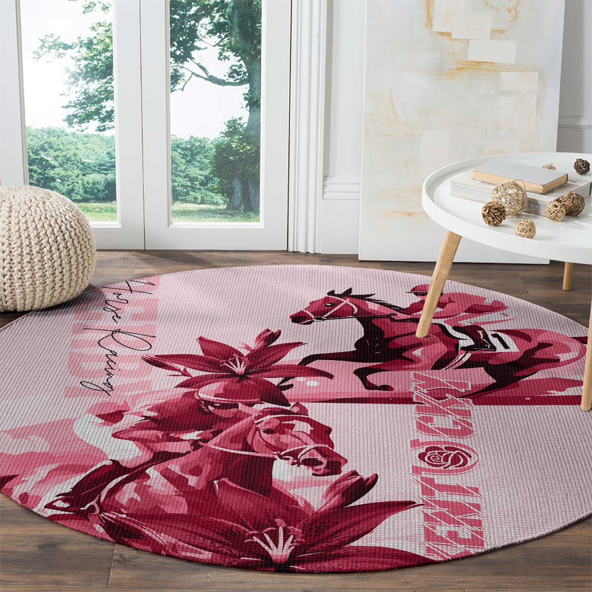 Kentucky Derby Round Carpet Horse Racing Lily Stargazer Pink Version