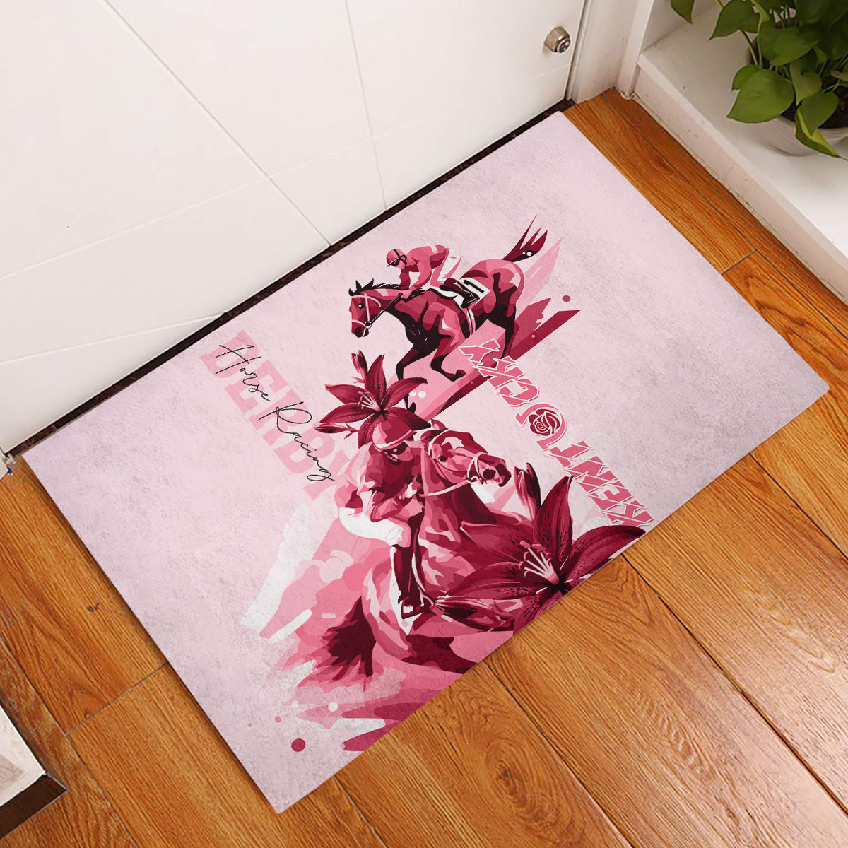 Kentucky Rubber Doormat Horse Racing Lily Stargazer Pink Version - Wonder Print Shop