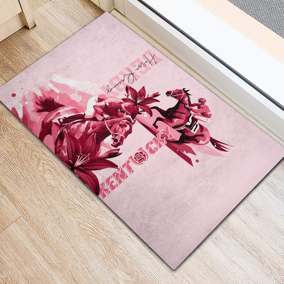 Kentucky Rubber Doormat Horse Racing Lily Stargazer Pink Version - Wonder Print Shop