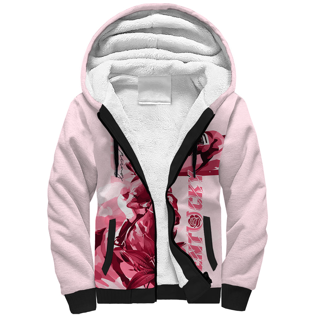 Kentucky Sherpa Hoodie Horse Racing Lily Stargazer Pink Version - Wonder Print Shop