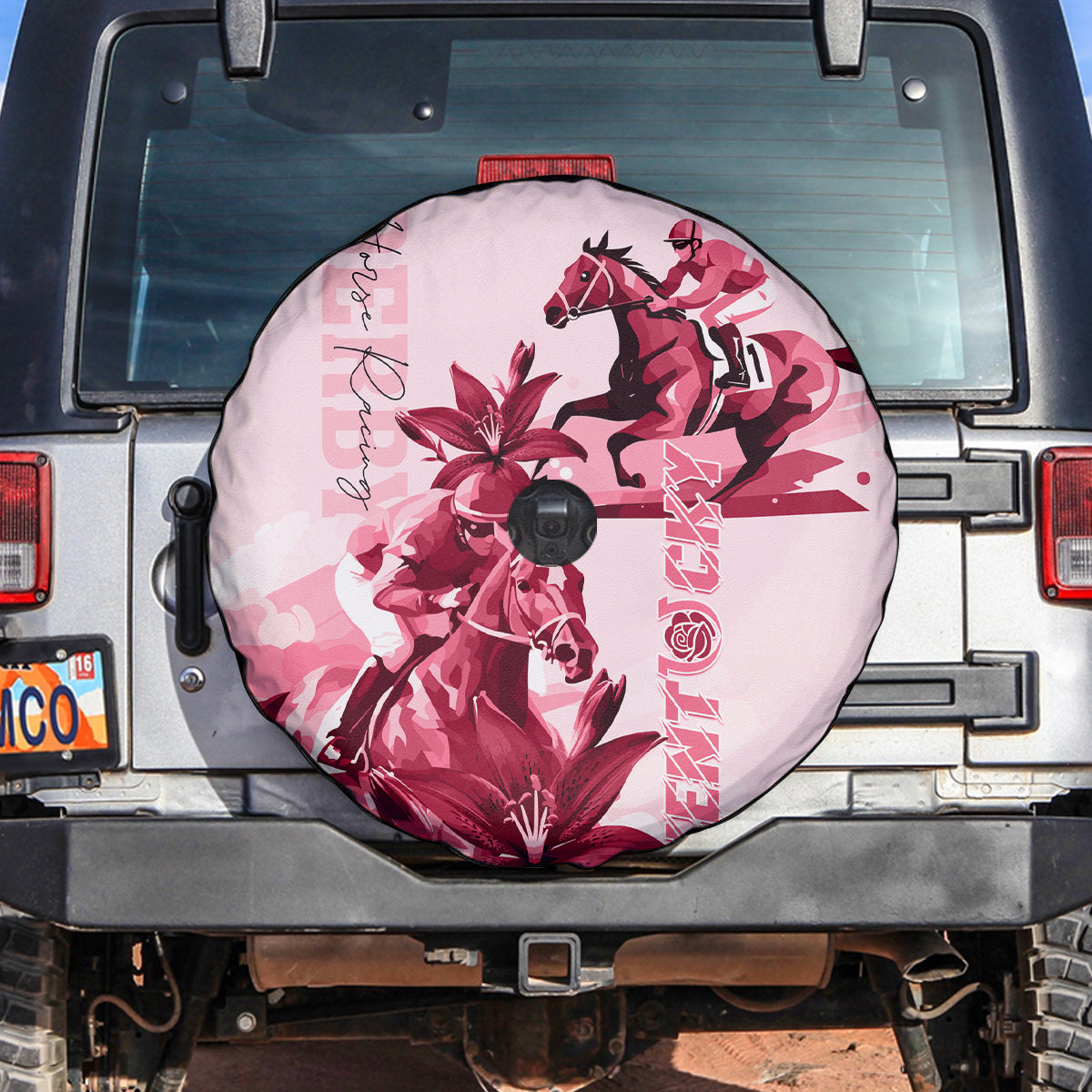 Kentucky Spare Tire Cover Horse Racing Lily Stargazer Pink Version - Wonder Print Shop