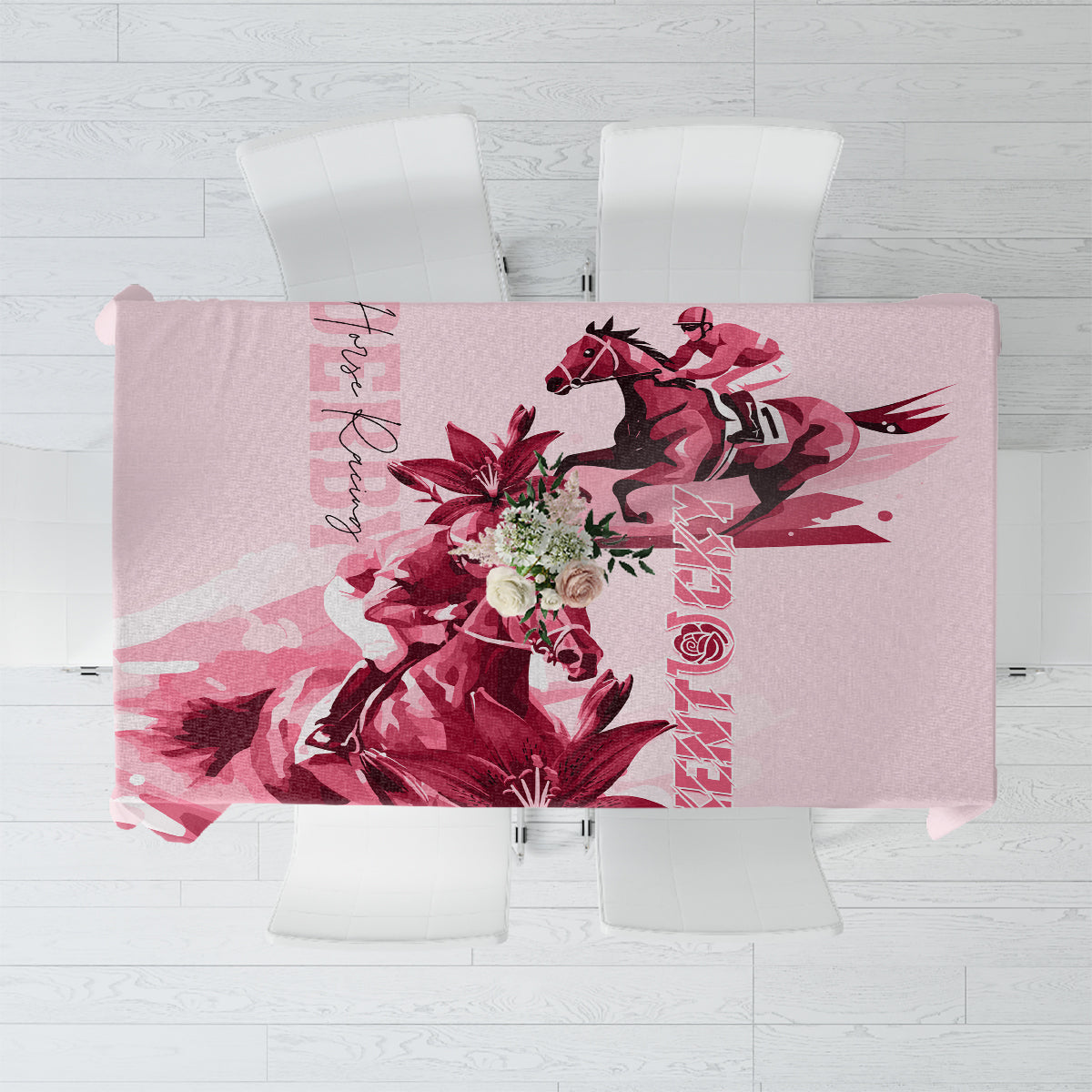 Kentucky Tablecloth Horse Racing Lily Stargazer Pink Version - Wonder Print Shop