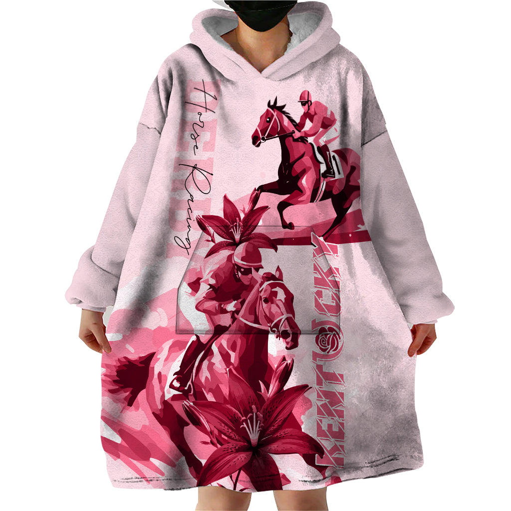 Kentucky Wearable Blanket Hoodie Horse Racing Lily Stargazer Pink Version - Wonder Print Shop