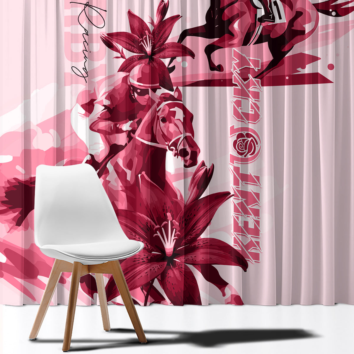 Kentucky Window Curtain Horse Racing Lily Stargazer Pink Version - Wonder Print Shop