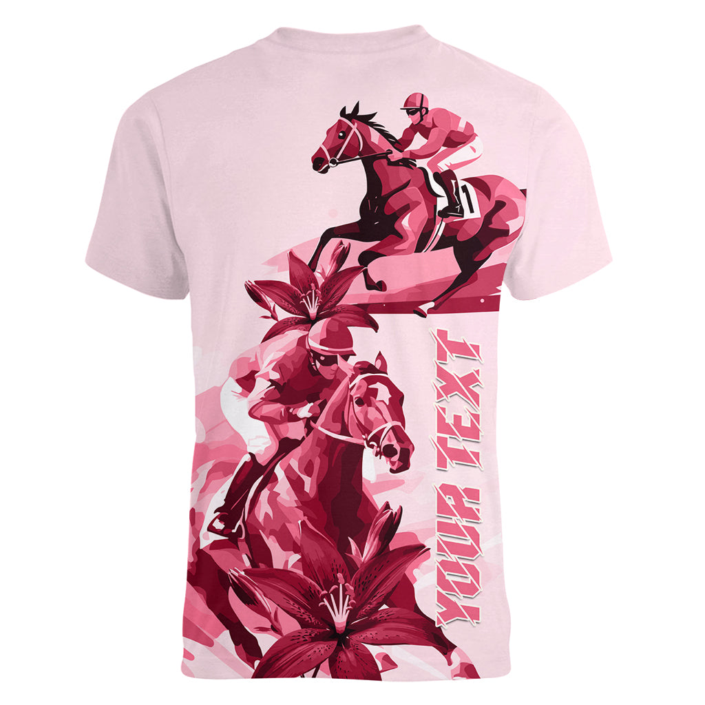 Kentucky Women V Neck T Shirt Horse Racing Lily Stargazer Pink Version - Wonder Print Shop