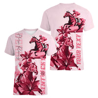 Kentucky Women V Neck T Shirt Horse Racing Lily Stargazer Pink Version - Wonder Print Shop