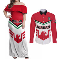 Jordan Football Couples Matching Off Shoulder Maxi Dress and Long Sleeve Button Shirt The Chivalrous Go Champion - Wonder Print Shop