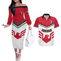 Jordan Football Couples Matching Off The Shoulder Long Sleeve Dress and Hawaiian Shirt The Chivalrous Go Champion - Wonder Print Shop