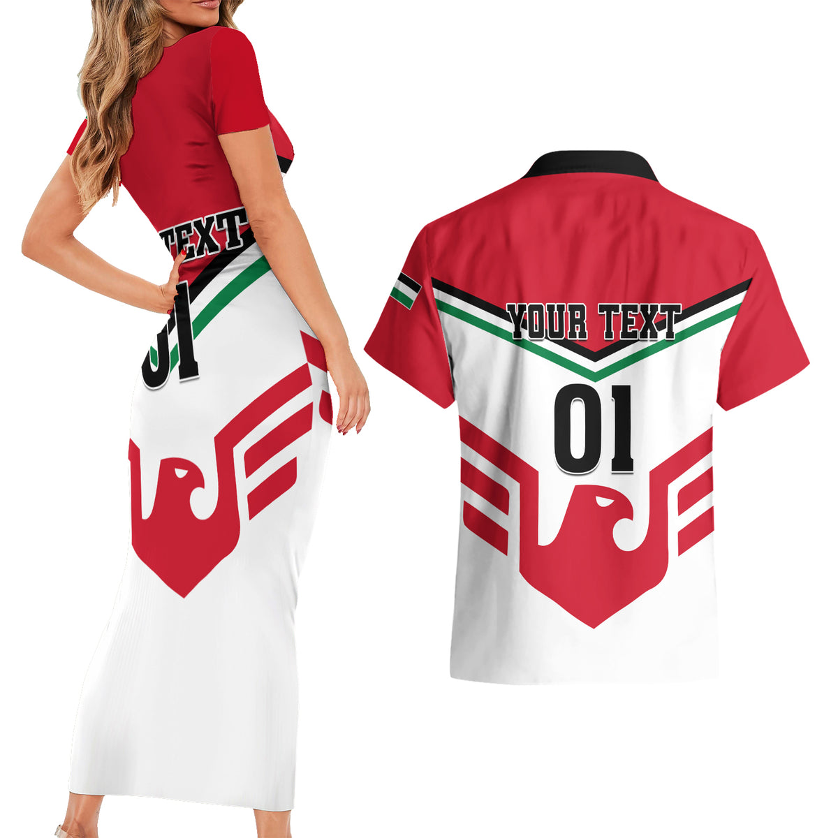 Jordan Football Couples Matching Short Sleeve Bodycon Dress and Hawaiian Shirt The Chivalrous Go Champion - Wonder Print Shop