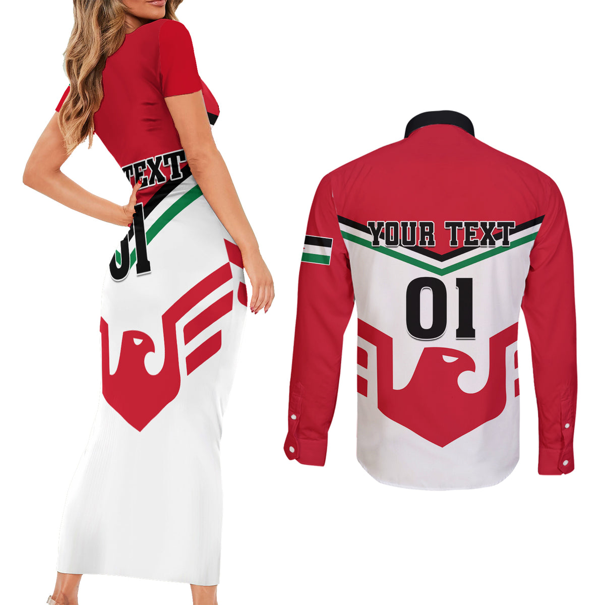 Jordan Football Couples Matching Short Sleeve Bodycon Dress and Long Sleeve Button Shirt The Chivalrous Go Champion - Wonder Print Shop