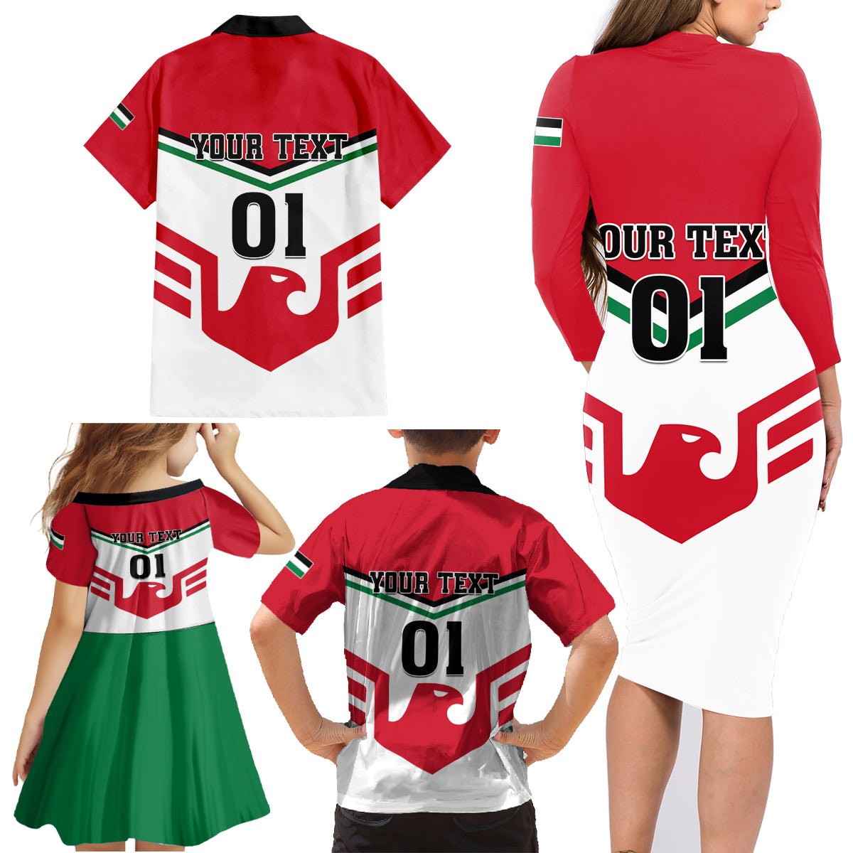 Jordan Football Family Matching Long Sleeve Bodycon Dress and Hawaiian Shirt The Chivalrous Go Champion - Wonder Print Shop