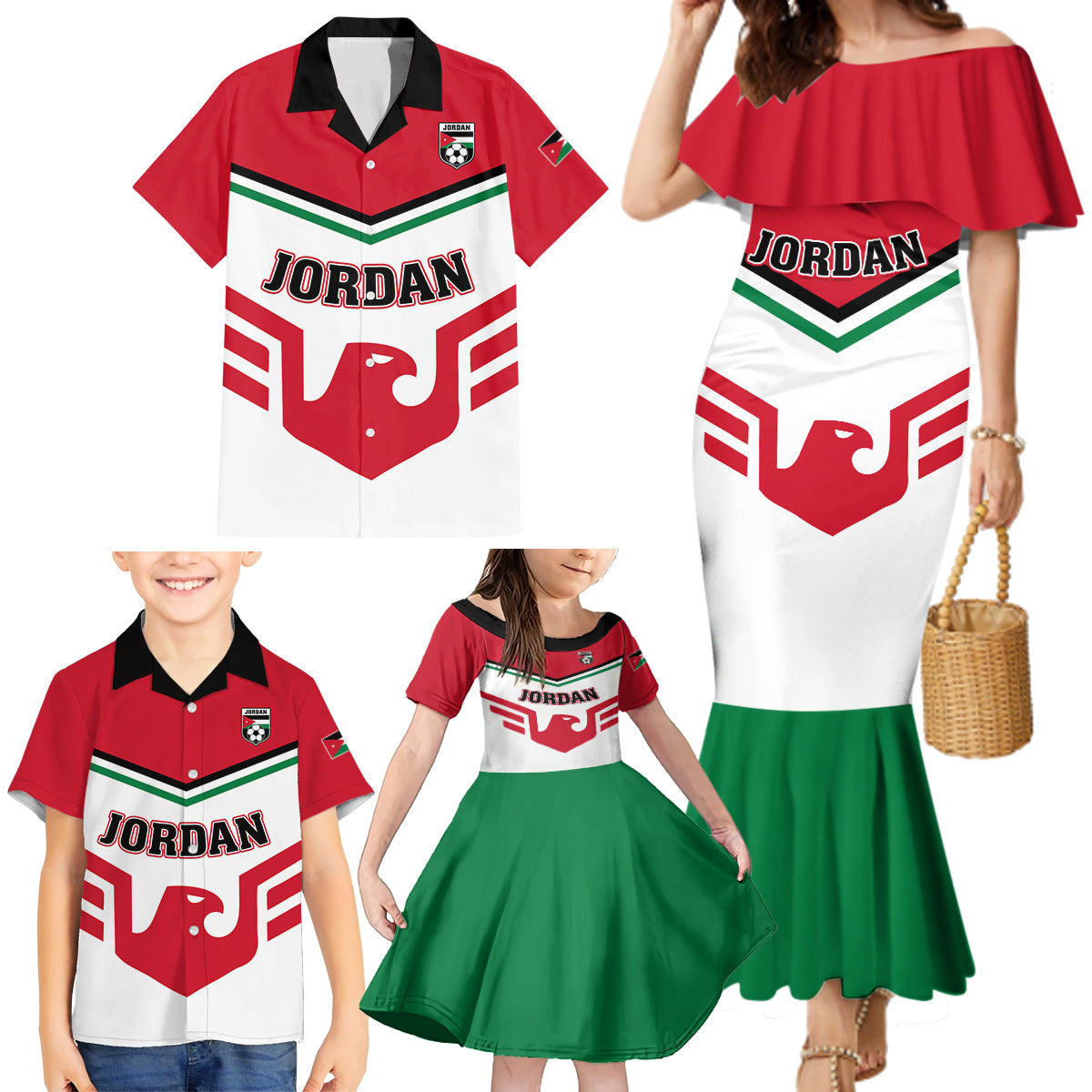 Jordan Football Family Matching Mermaid Dress and Hawaiian Shirt The Chivalrous Go Champion - Wonder Print Shop