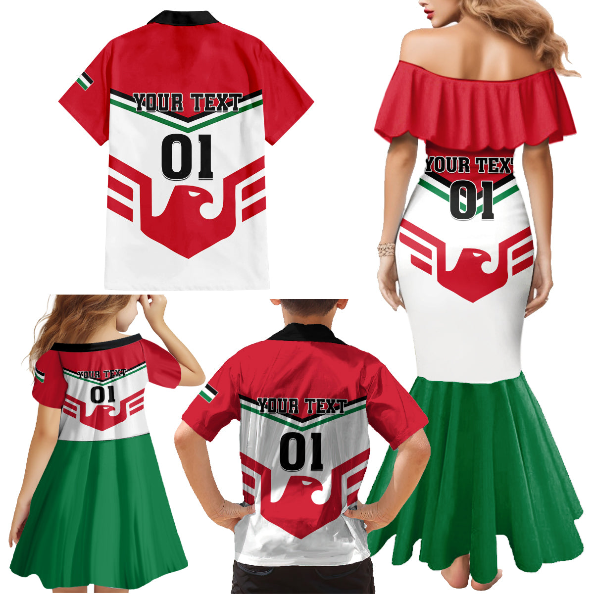 Jordan Football Family Matching Mermaid Dress and Hawaiian Shirt The Chivalrous Go Champion - Wonder Print Shop