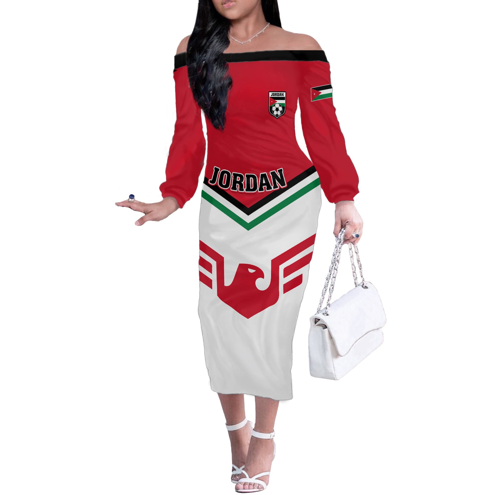Jordan Football Off The Shoulder Long Sleeve Dress The Chivalrous Go Champion - Wonder Print Shop