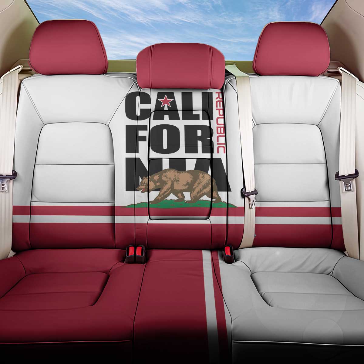 California Republic Back Car Seat Cover Red Star The Bear Flag