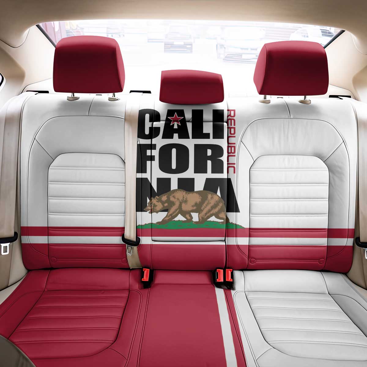 California Republic Back Car Seat Cover Red Star The Bear Flag