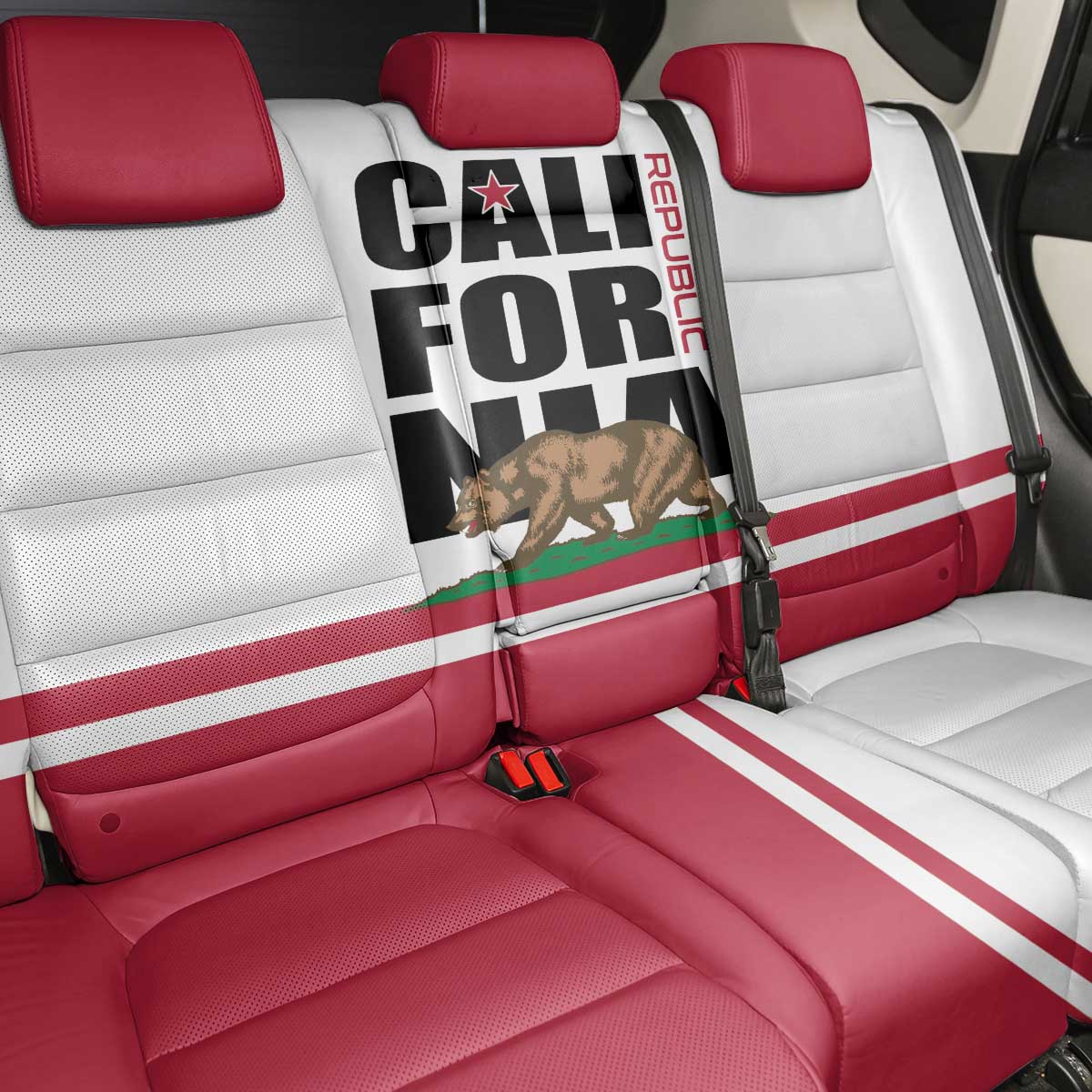 California Republic Back Car Seat Cover Red Star The Bear Flag