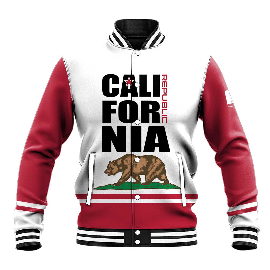 Personalized California Republic Baseball Jacket Red Star The Bear Flag