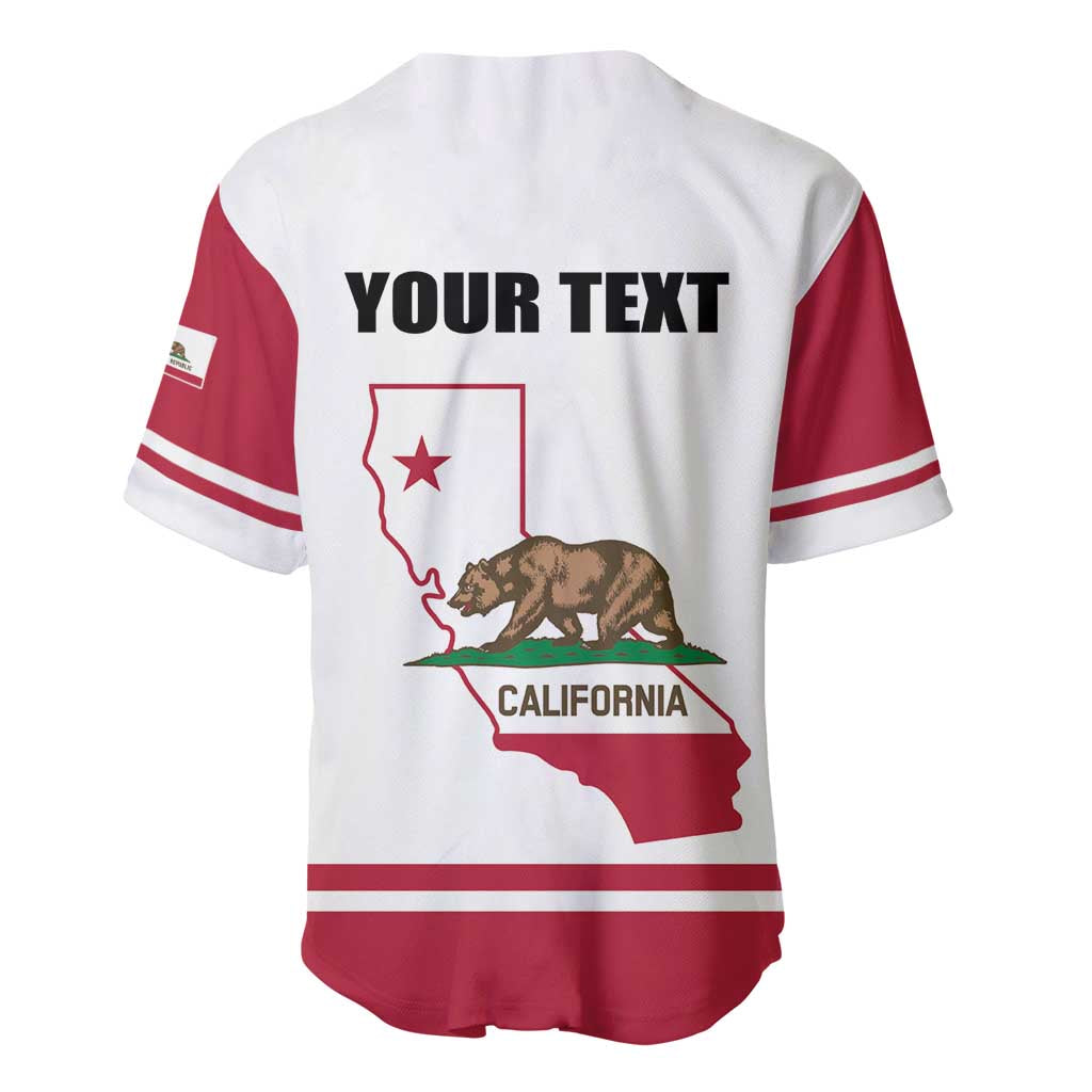 Personalized California Republic Baseball Jersey Red Star The Bear Flag