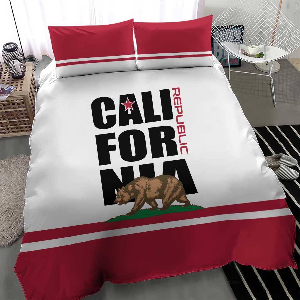 California Republic Bedding Set Red Star The Bear Flag