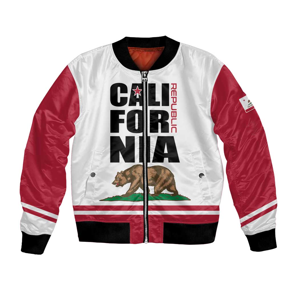 Personalized California Republic Bomber Jacket Red Star The Bear Flag
