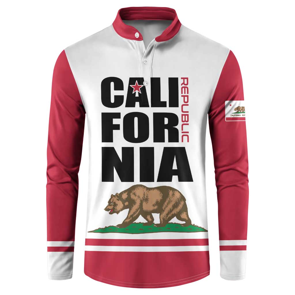 Personalized California Republic Button Sweatshirt Red Star The Bear Flag