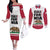 Personalized California Republic Couples Matching Off The Shoulder Long Sleeve Dress and Long Sleeve Button Shirt Red Star The Bear Flag