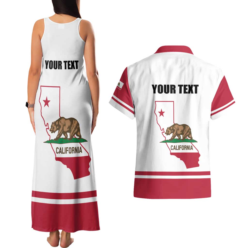 Personalized California Republic Couples Matching Tank Maxi Dress and Hawaiian Shirt Red Star The Bear Flag