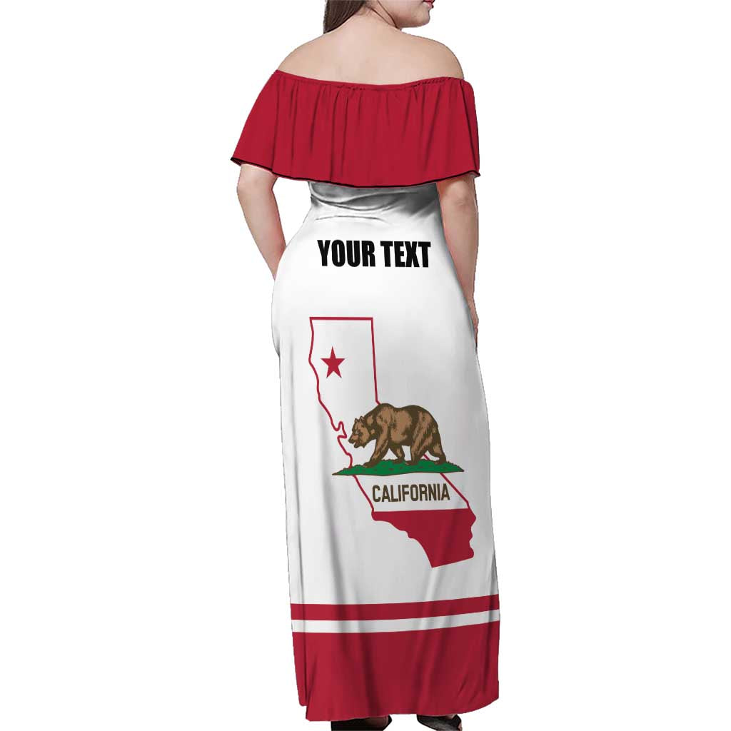 Personalized California Republic Family Matching Off Shoulder Maxi Dress and Hawaiian Shirt Red Star The Bear Flag