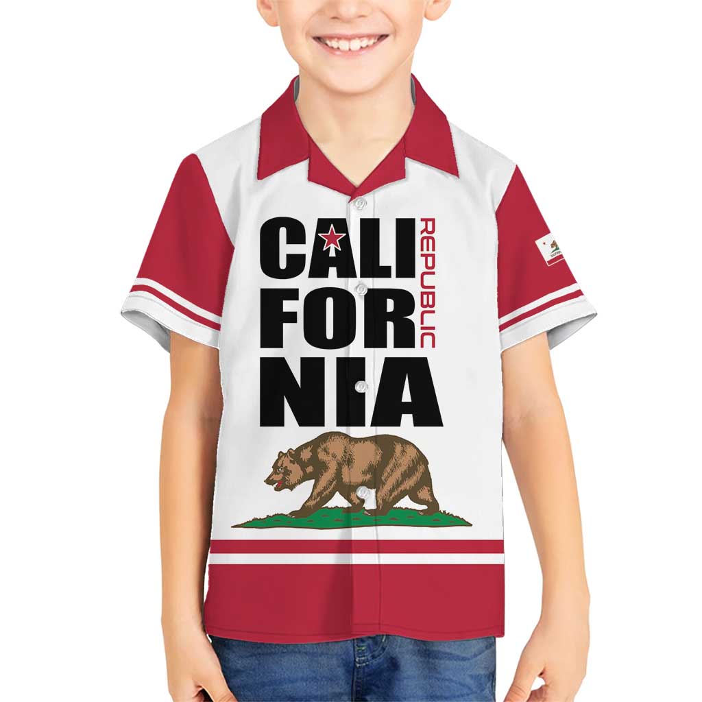 Personalized California Republic Family Matching Off Shoulder Short Dress and Hawaiian Shirt Red Star The Bear Flag