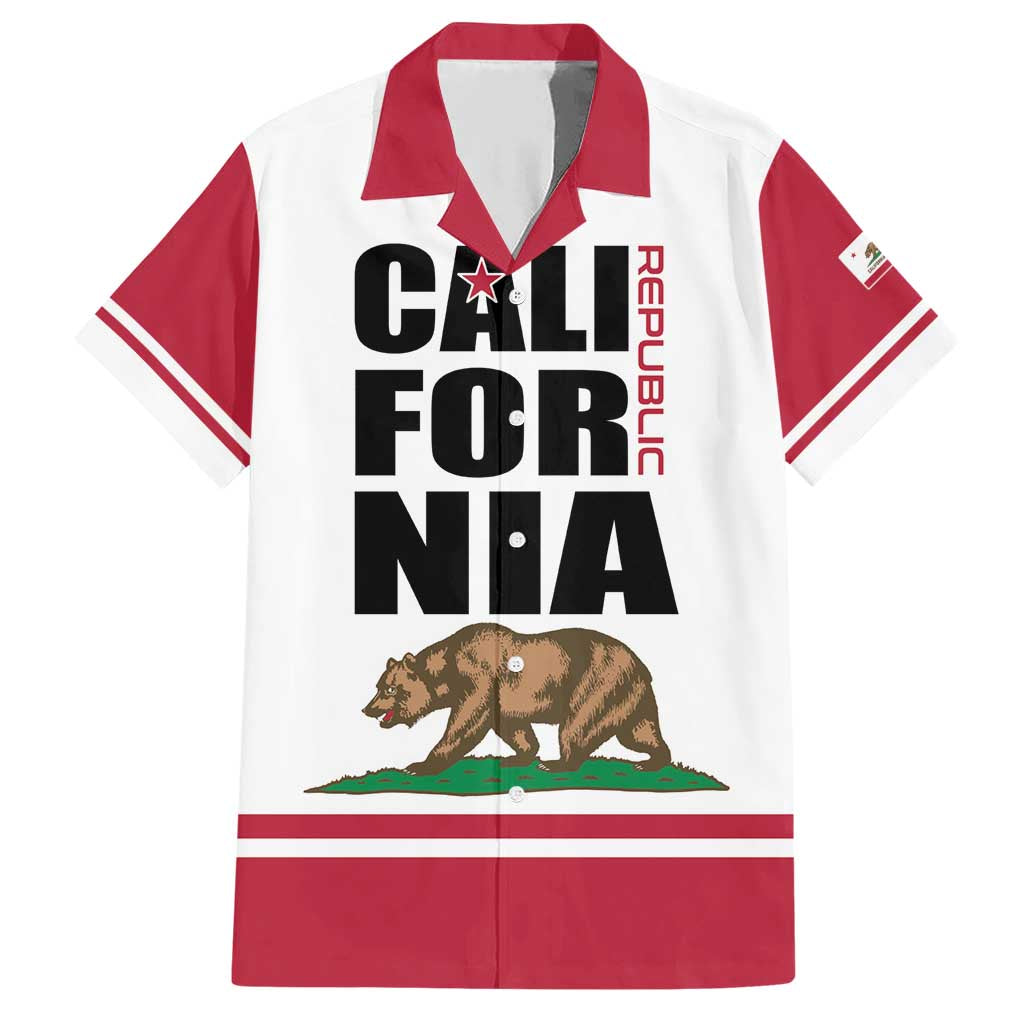 Personalized California Republic Family Matching Short Sleeve Bodycon Dress and Hawaiian Shirt Red Star The Bear Flag