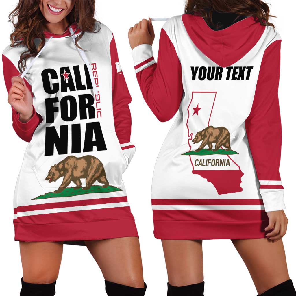 Personalized California Republic Hoodie Dress Red Star The Bear Flag