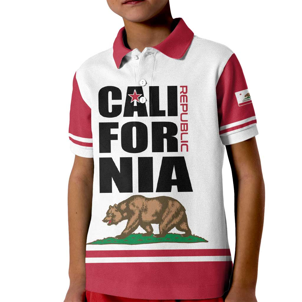 Personalized California Republic Kid Polo Shirt Red Star The Bear Flag