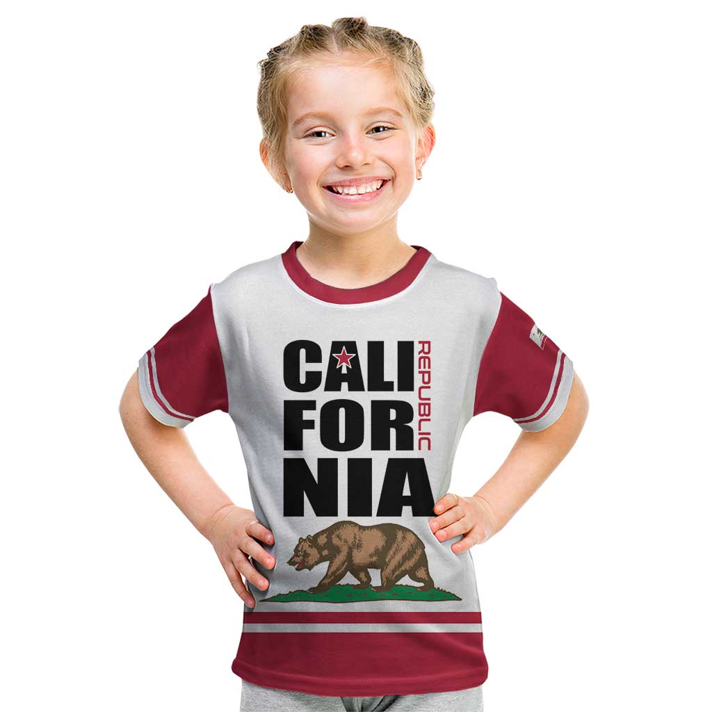Personalized California Republic Kid T Shirt Red Star The Bear Flag