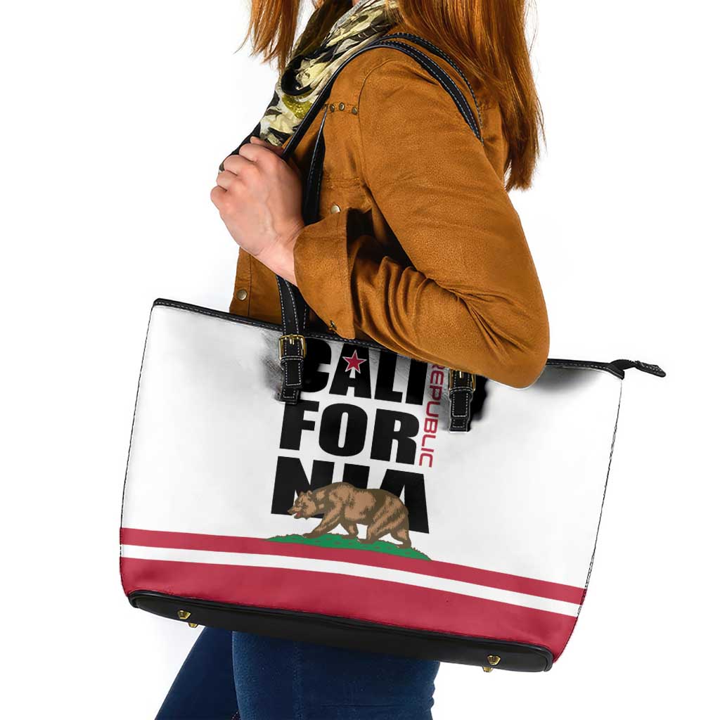 California Republic Leather Tote Bag Red Star The Bear Flag