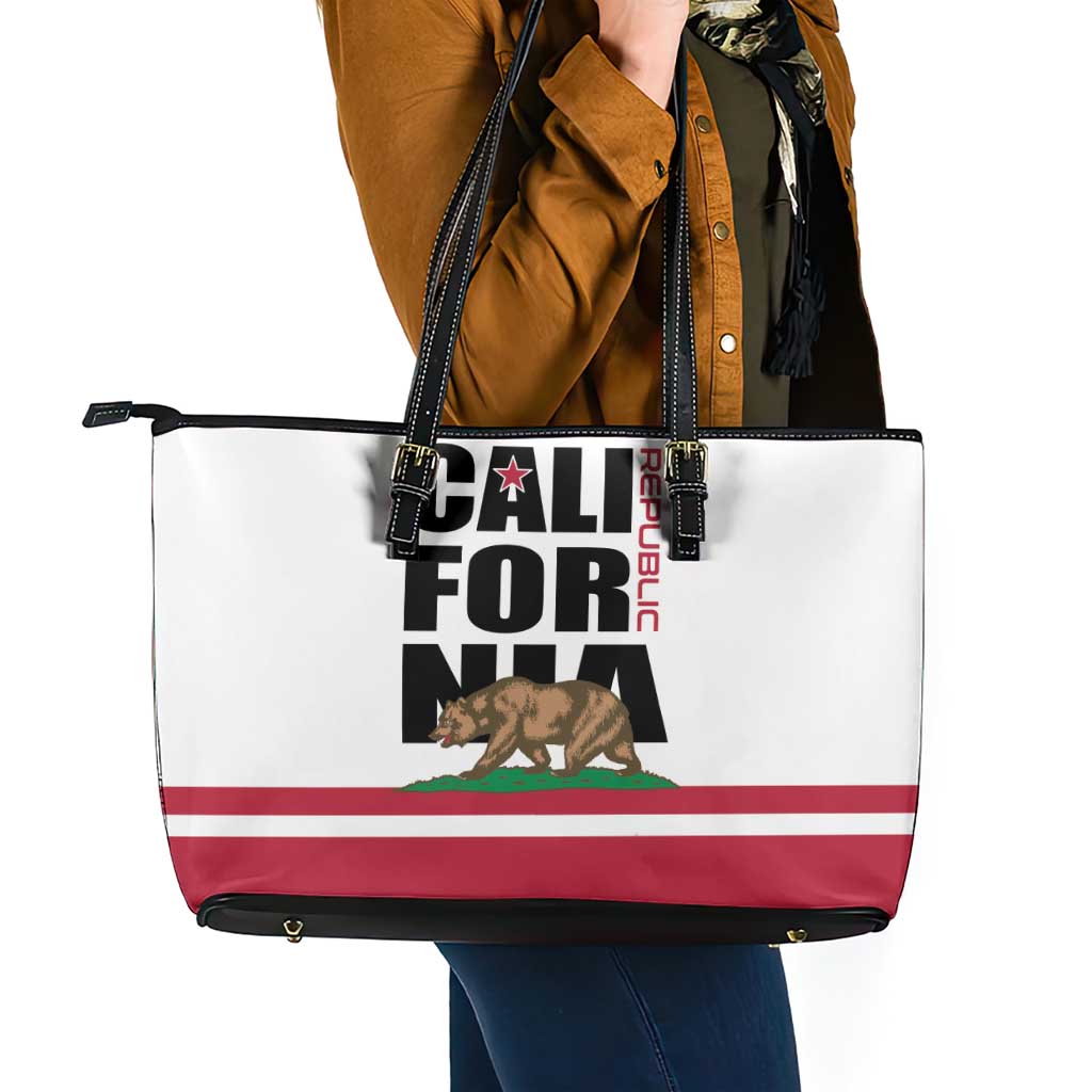 California Republic Leather Tote Bag Red Star The Bear Flag