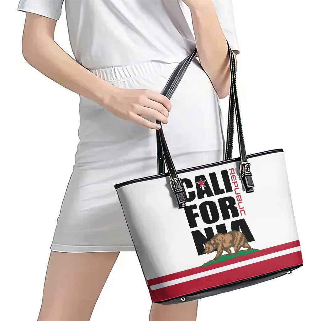 California Republic Leather Tote Bag Red Star The Bear Flag