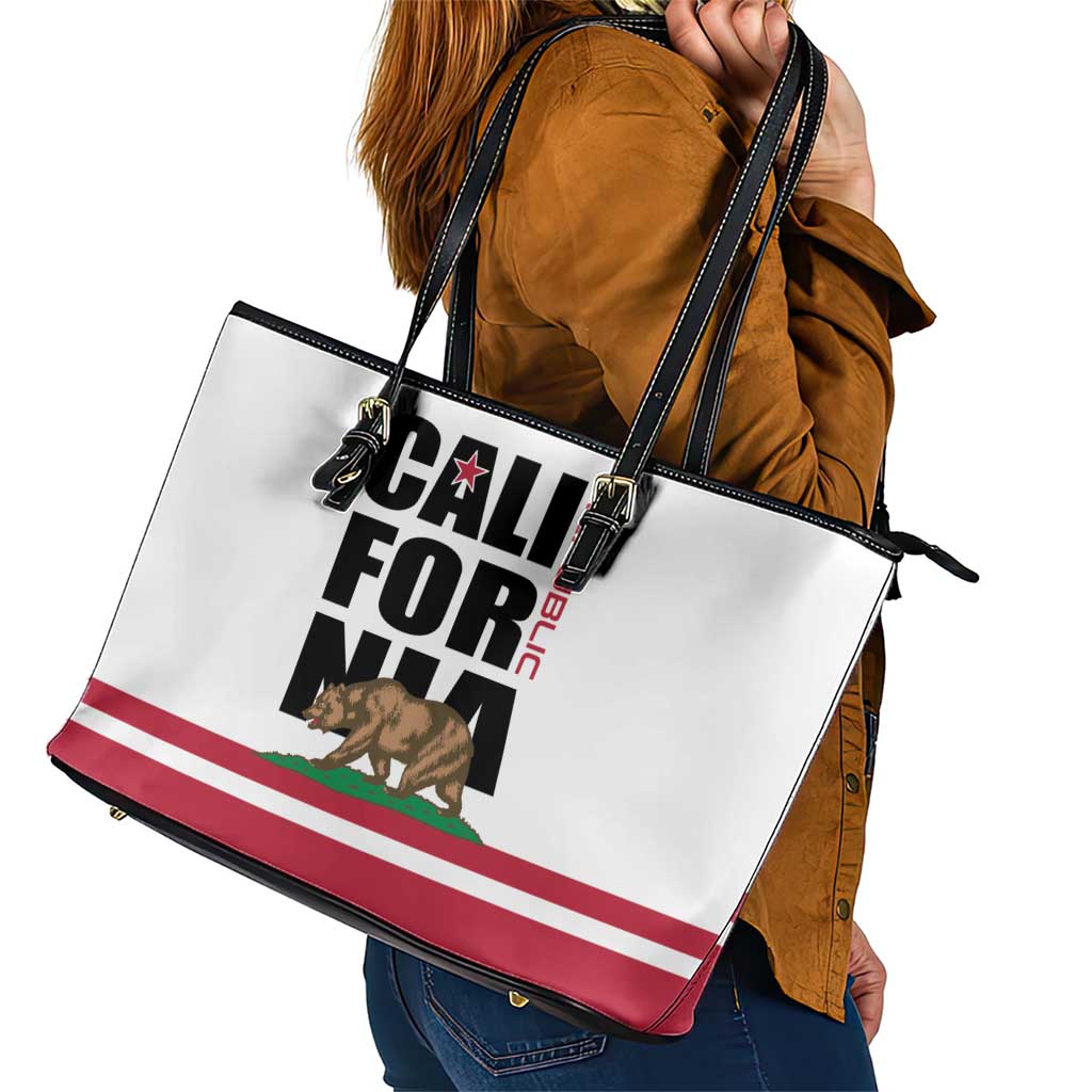 California Republic Leather Tote Bag Red Star The Bear Flag
