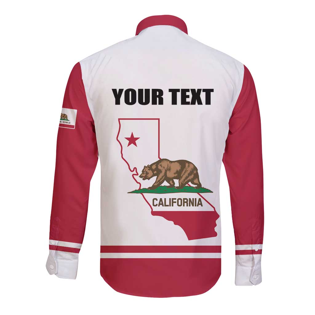 Personalized California Republic Long Sleeve Button Shirt Red Star The Bear Flag