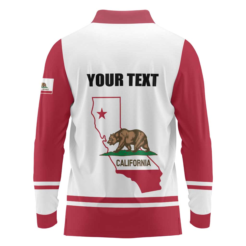Personalized California Republic Long Sleeve Polo Shirt Red Star The Bear Flag