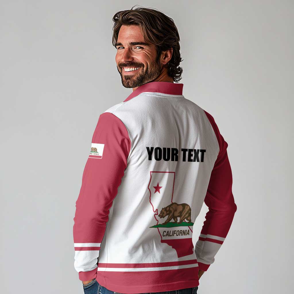 Personalized California Republic Long Sleeve Polo Shirt Red Star The Bear Flag